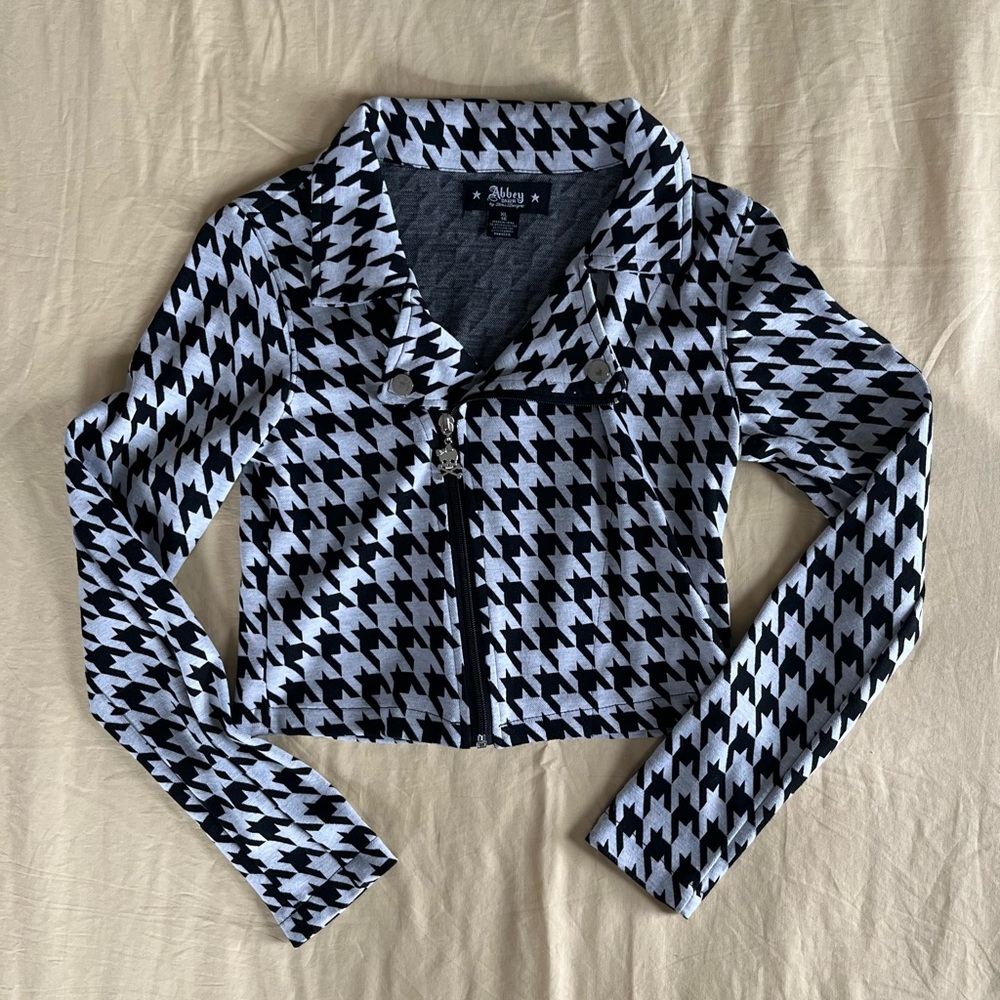 NWOT Abbey Dawn by Avril Lavigne Vintage Houndstooth Moto Jacket